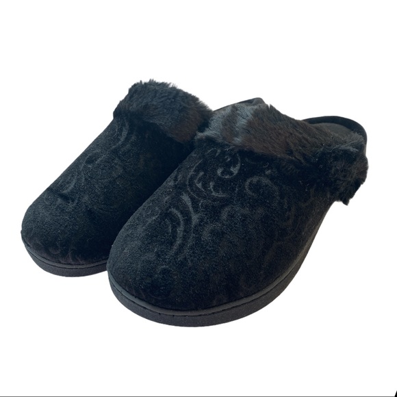 Isotoner Velour Patterned Clog Black